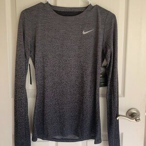 Nike Dri-Fit Women's Long-Sleeve Running Top, Grey Speckled Print, size S NWT